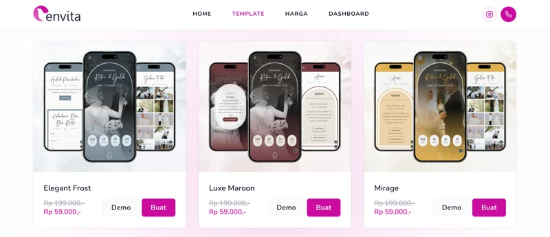 Template Undangan Website Envita