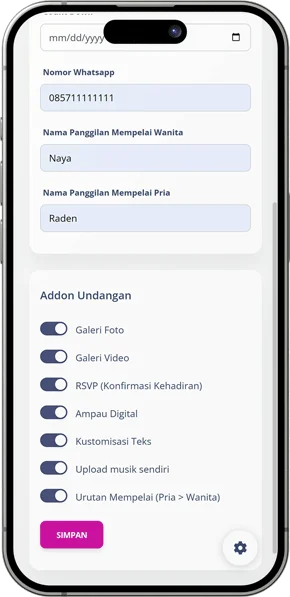 Fitur Undangan Website Envita
